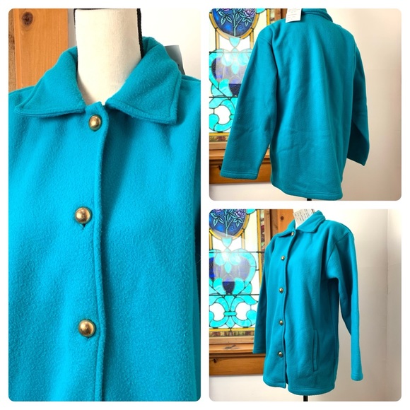 Vintage NWT Vicki Wayne’s Blue Fleece Pea Coat- Oversized Small - Picture 4 of 8